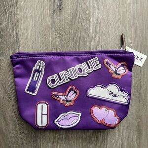 Clinique Vibrant Purple Pouch with Fun Patches, NWT